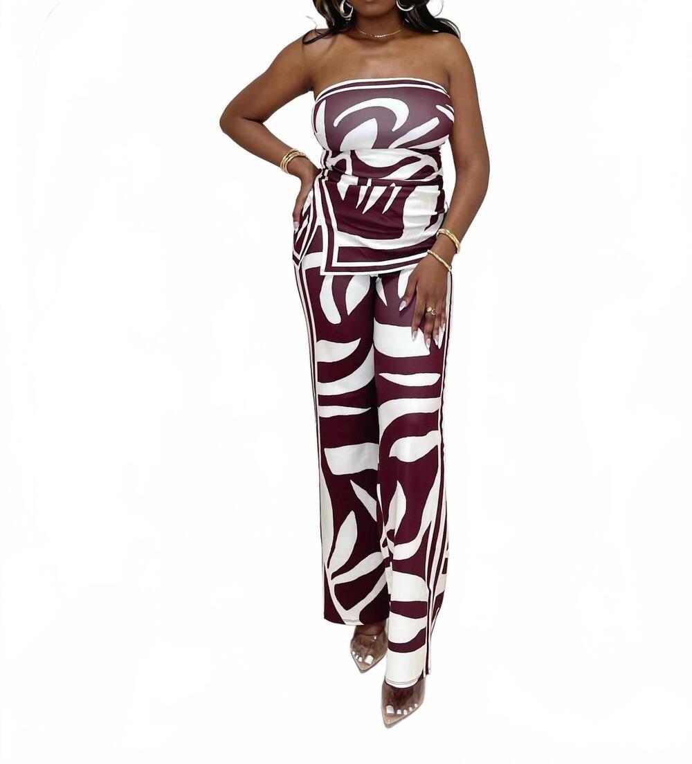 NEW HER BOTTARI mind your manners pants set in cherry/ white